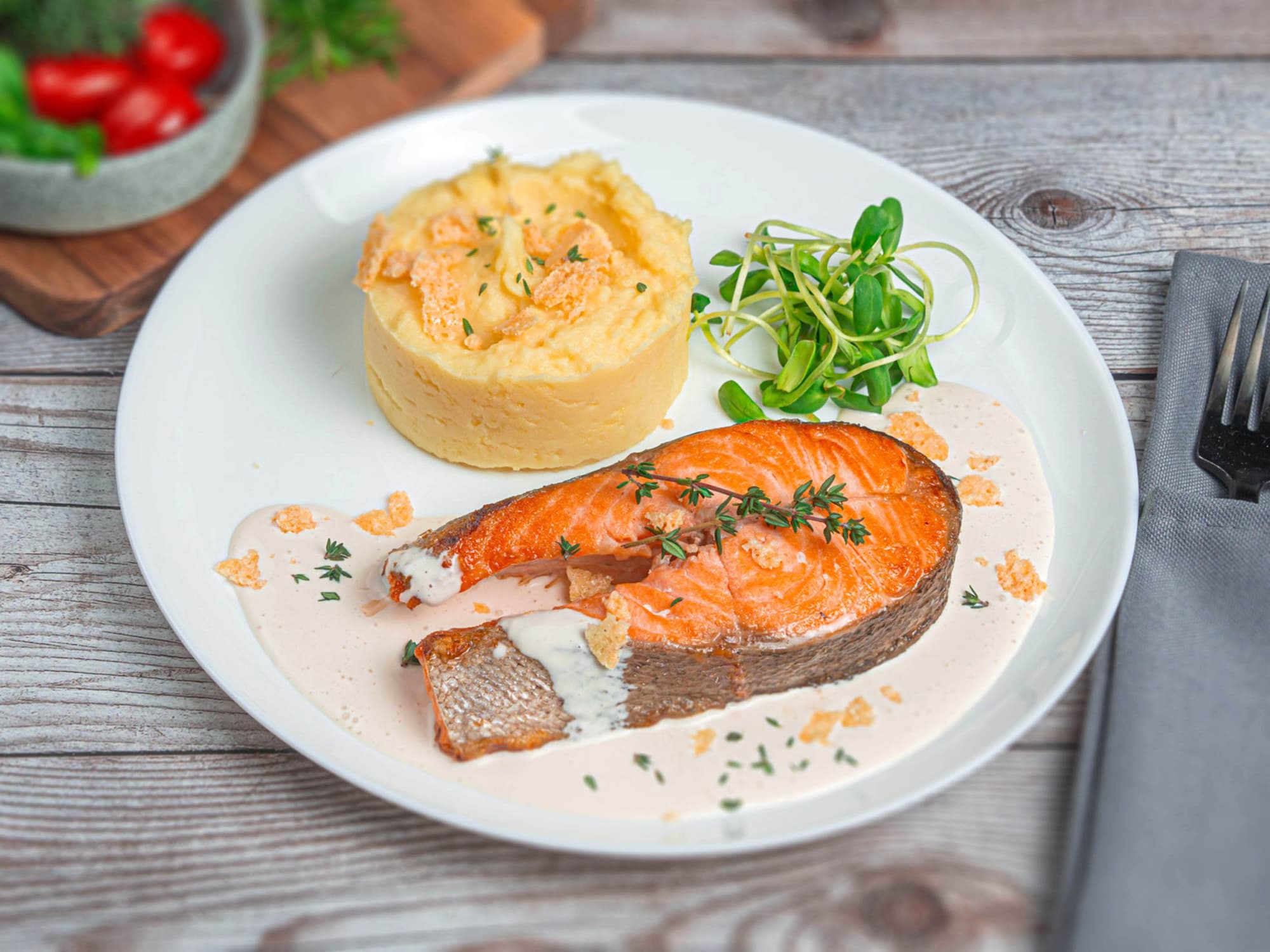 (Меню зала) Стейк лосося на гриле